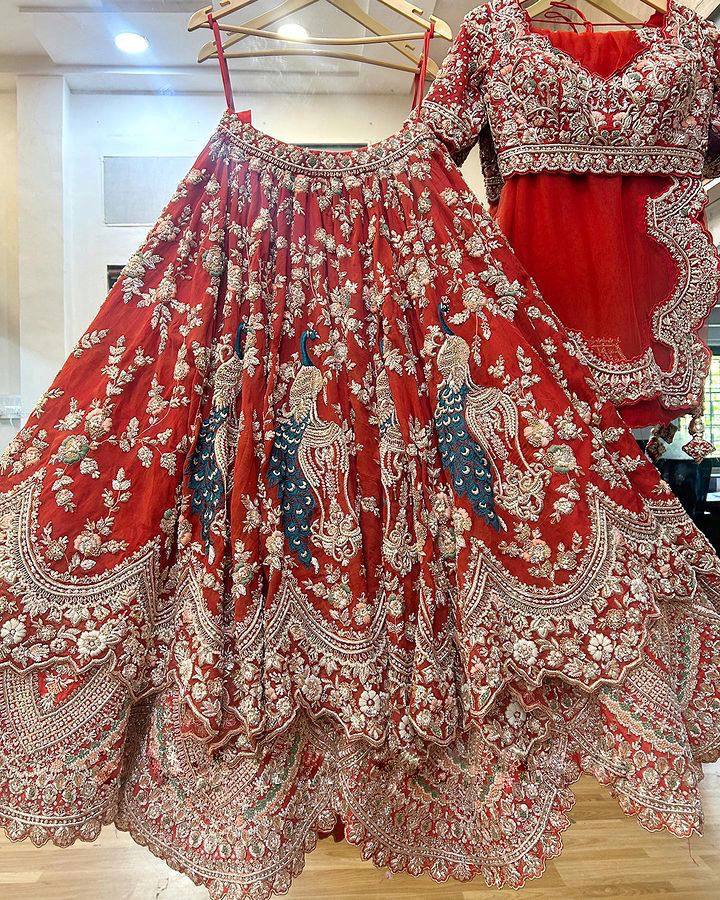 Launching Around 4 Meter Flare Fox Georgette Lehenga Adorned with Sequins Embroidery, Cancan and Canvas Patta