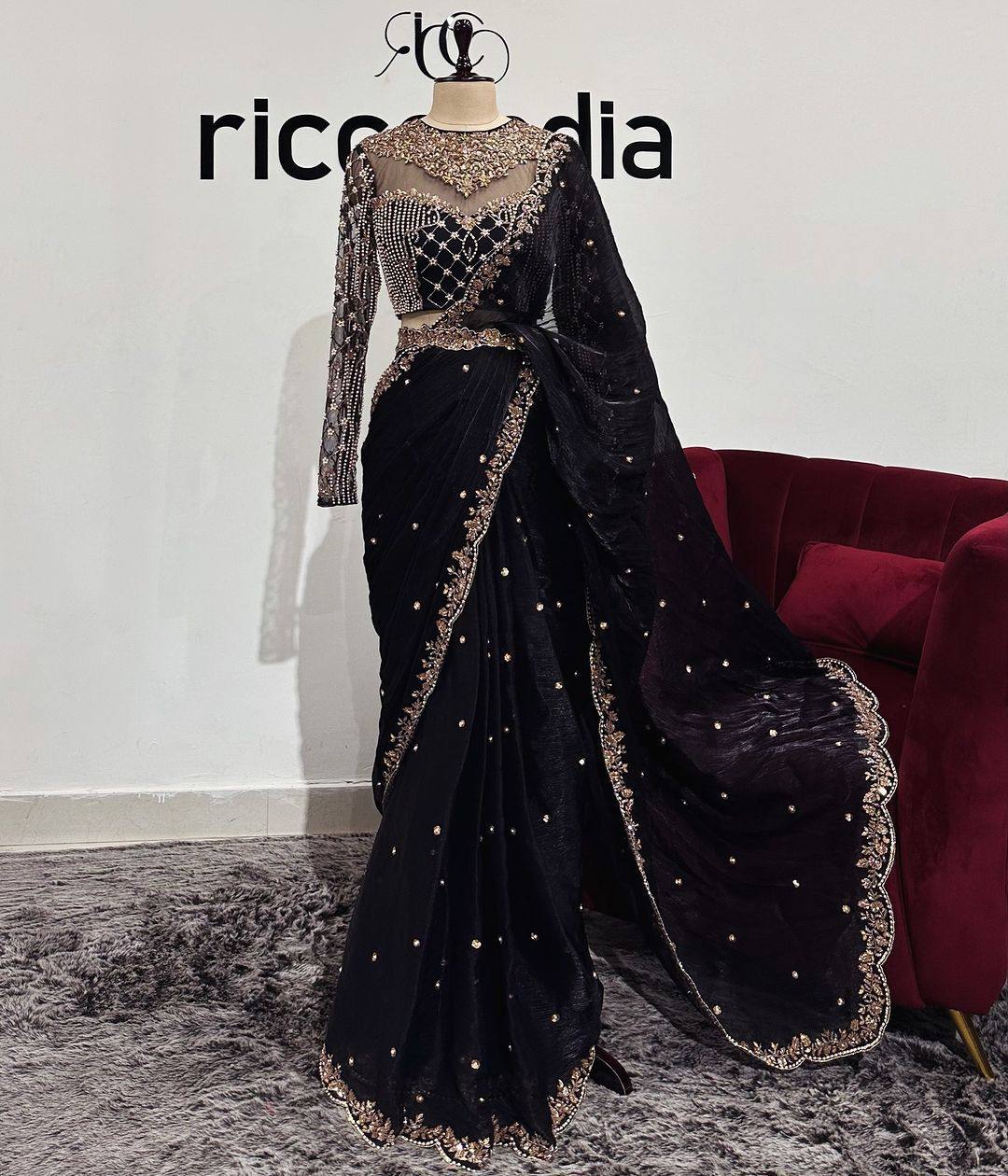 Launching Tabby Silk Pearl Embroidery Sequence Work Saree With Belt, Exceptional Quality with A Perfect Fusion of Glamour and Comfort