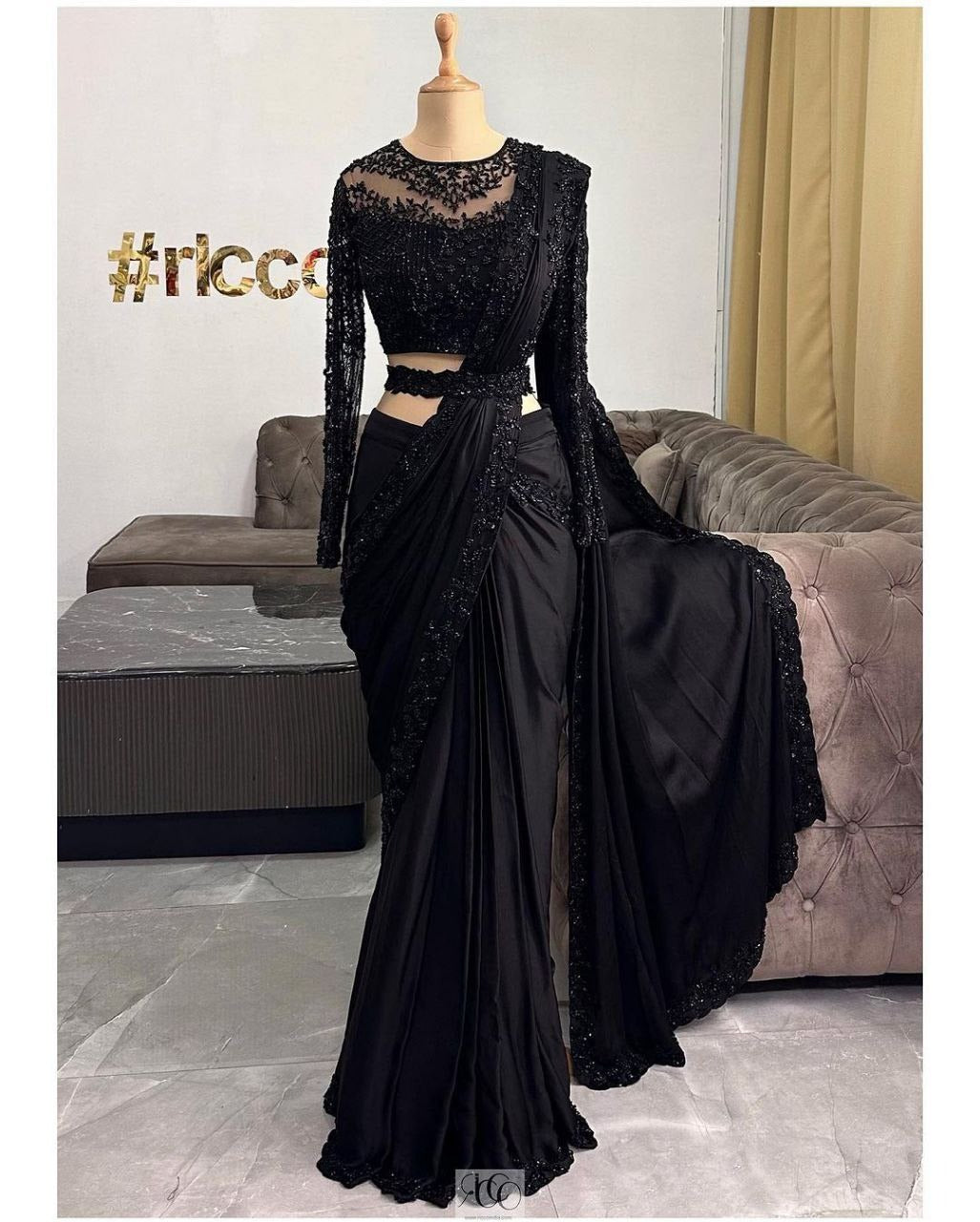 Looking some one for this same colour beautiful Designer Saree on Satin Silk Febric  with Thred & Sequnce work Blouse on Soft net Febric with Thred with Sequnce work and Belt on also Satin silk