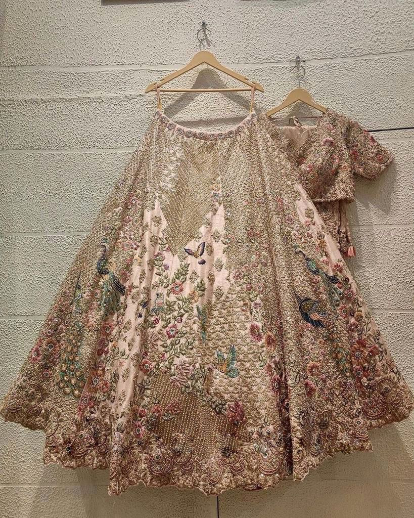 New Launching 4 Meter Flare Japan Satin Silk Embroidery Sequins work Lehenga blouse with Cancan & Canvas Patta