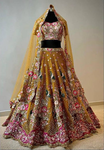 New Launching 4.5 Meter Flared Sequins Thread Work Lehenga, Exceptional Quality with Can-Can and Canvas Layers, A Perfect Fusion of Glamour and Comfort
