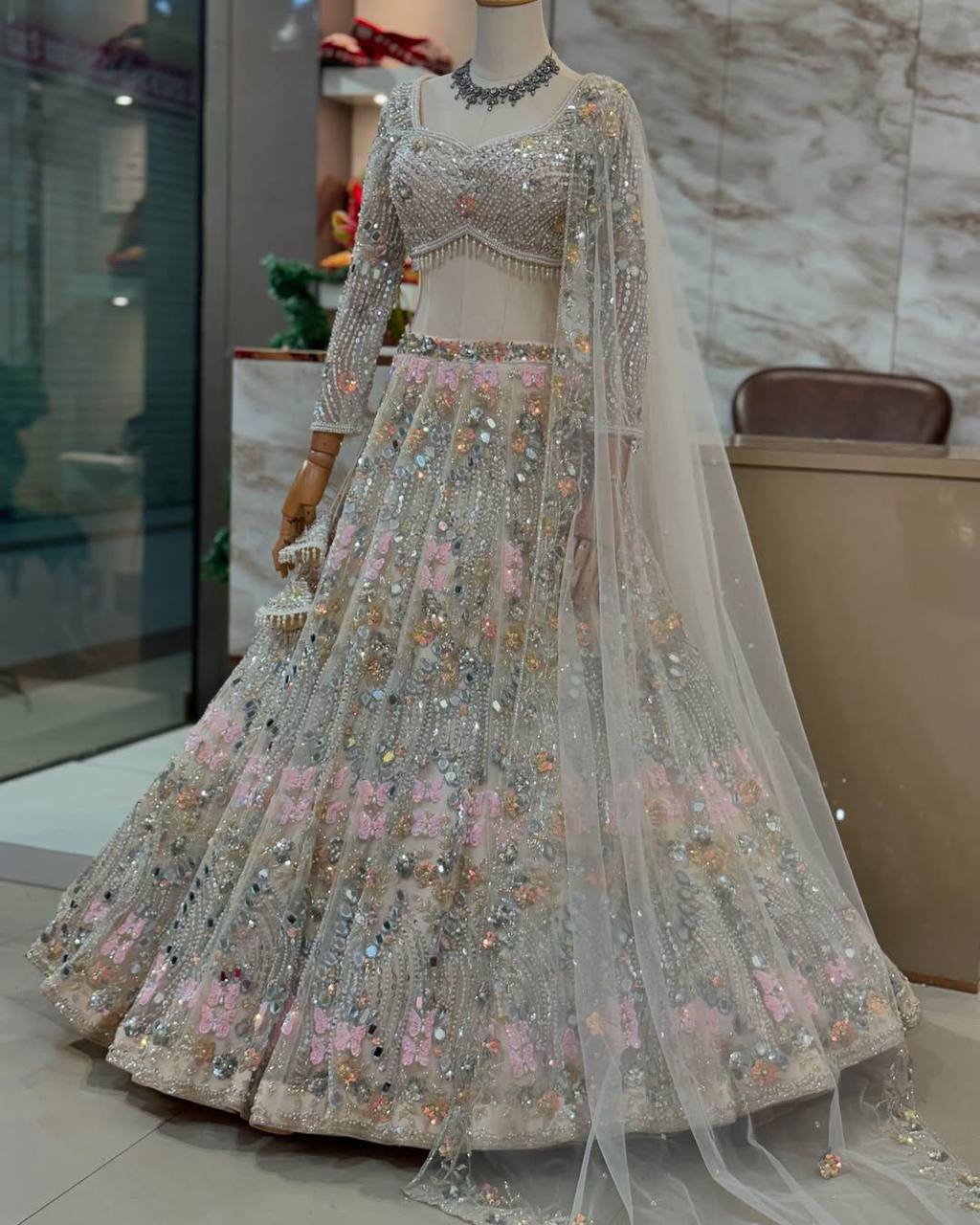 New Launching 4 meter flared  Real Mirror Sequins Work Lehenga, Exceptional Quality with Can-Can and Canvas Layers, A Perfect Fusion of Glamour and Comfort