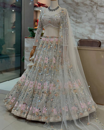 New Launching 4 meter flared  Real Mirror Sequins Work Lehenga, Exceptional Quality with Can-Can and Canvas Layers, A Perfect Fusion of Glamour and Comfort