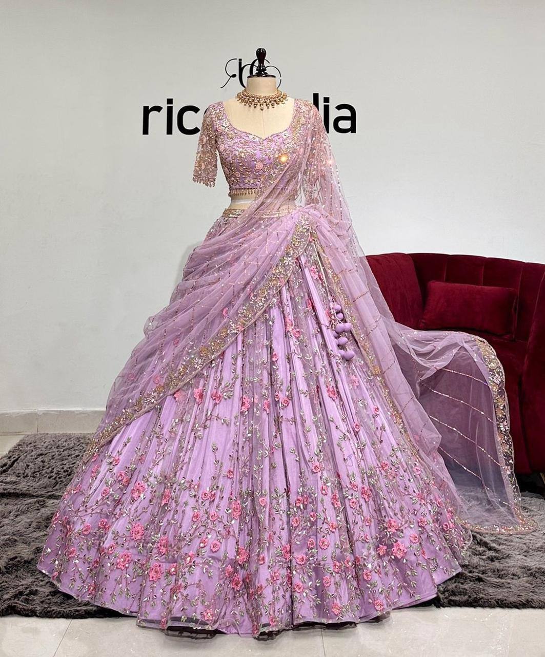 New Launching 5 meter flared Soft Butterfly Net Sequins Embroidered Work Lehenga, Exceptional Quality with Can-Can and Canvas Layers, A Perfect Fusion of Glamour and Comfort