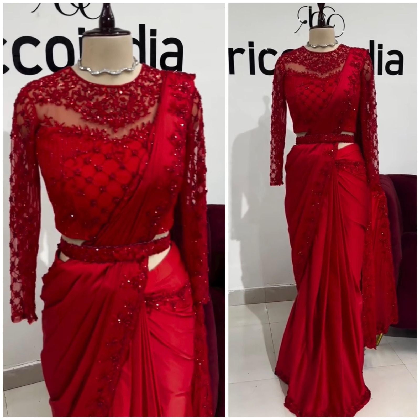 Party Wear Designer Saree And Blouse Embroidery work