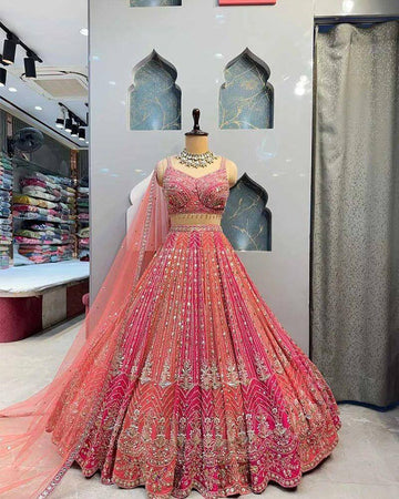 Party Wear Designer Lehanga Choli Real Mirror work