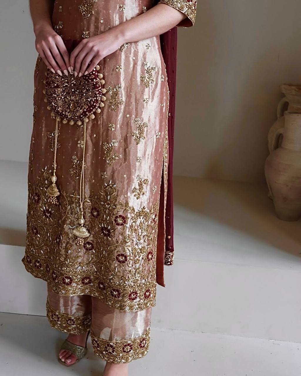 PRESERNTING NEW EID SPACIAL FANCY DESIGN HEAVY EMBROIDERY AND SEQUENCE WORK TOP - PLAZZO WITH  DUPATTA