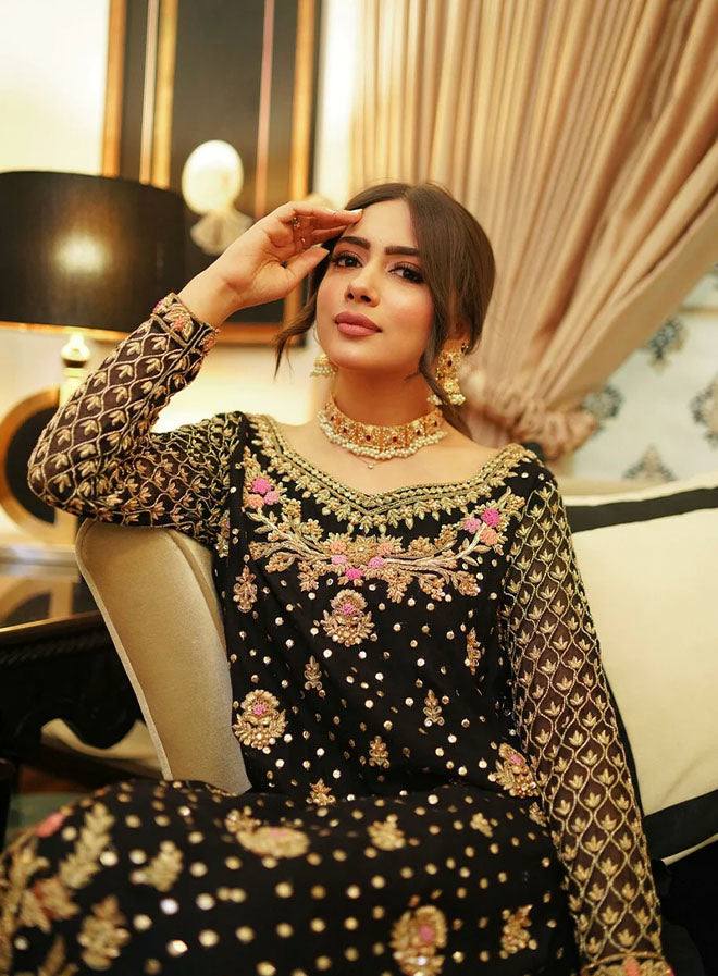 Launching New Winter Collection Beautiful Heavy Embroidery And Riveted Moti Work Top - Plazzo With Dupatta