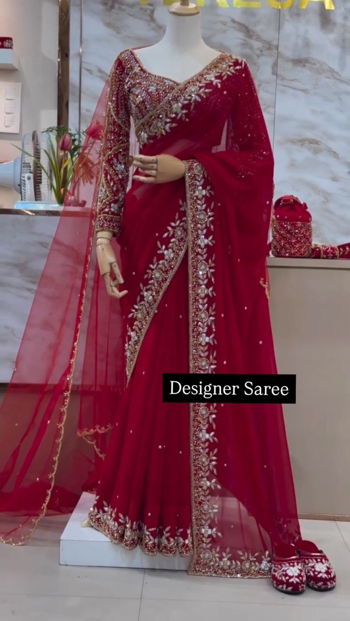 Looking some one for this same colour beautiful Designer Saree on Faux Georgette Febric with Thred & Sequnce wok and Blouse on also Faux Georgette Febric With Thred & Sequnce work and Dupatta on Soft Net With Thred with Sequnce work