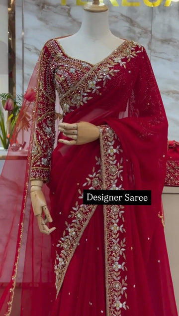 Looking some one for this same colour beautiful Designer Saree on Faux Georgette Febric with Thred & Sequnce wok and Blouse on also Faux Georgette Febric With Thred & Sequnce work and Dupatta on Soft Net With Thred with Sequnce work