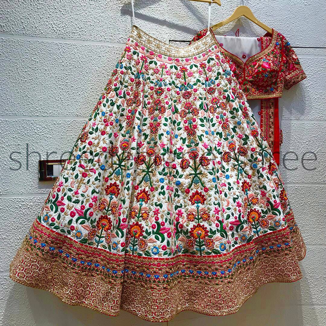 White and maroon Colour Dulhan Lehenga Choli, Wedding Lehenga Choli
