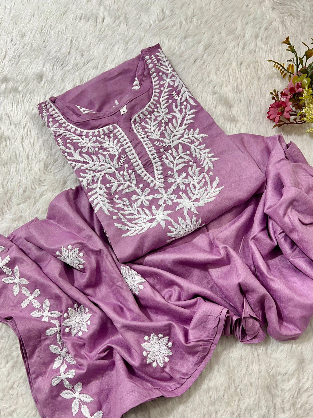 Rayon Cotton Chikankari LAKHNAWI Kurta With Palazzo