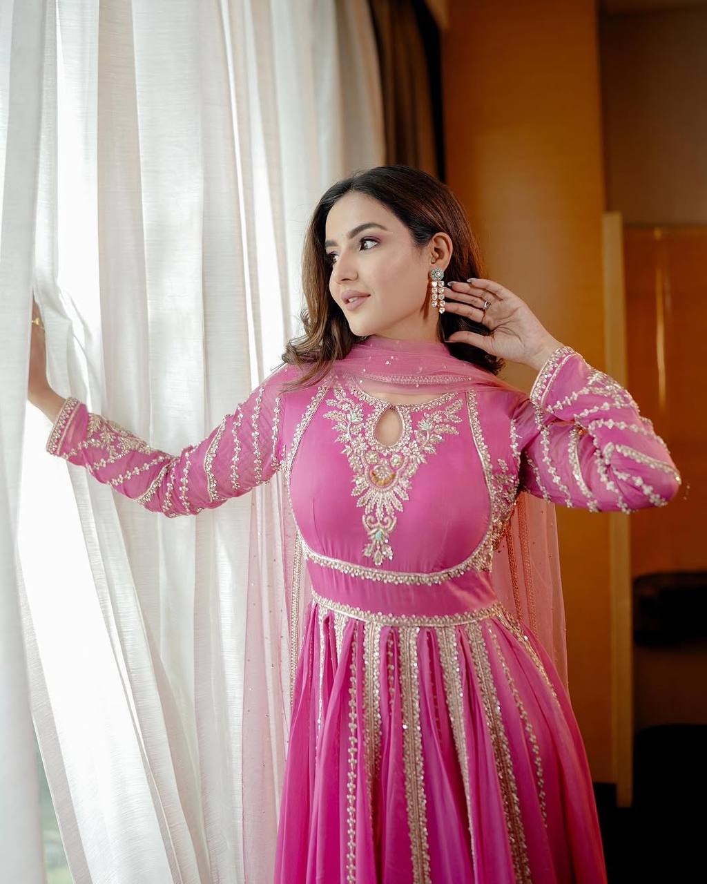 Launching New Designer Party Wear Look Full Heavy Embroidery Sequence Work Gown With Fully Stiched and Dupatta Ready to Wear Collection