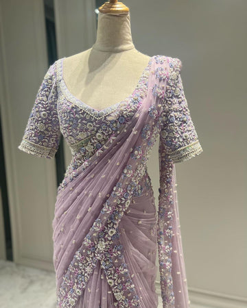 New Looking some one for this same colour beautiful Designer Saree on Soft Net Febric with Thred & Sequnce with Pearl work and Blouse on also Soft Net Febric With Thred & Sequnce with Pearl work
