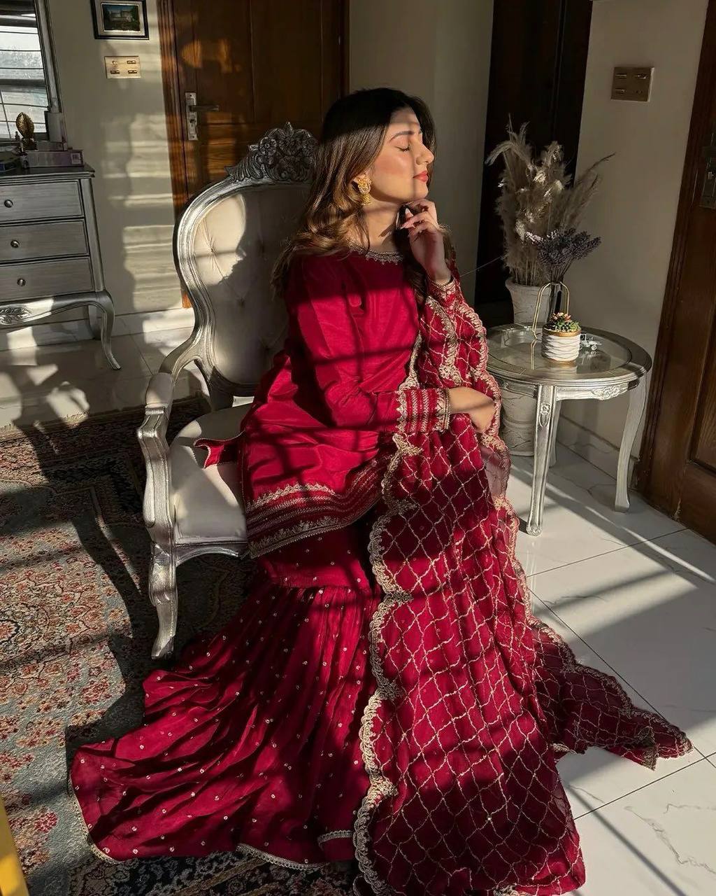 *Presenting  New Designer Party Wear Look Top-Plazzo and Dupatta With Heavy Embroidery Work