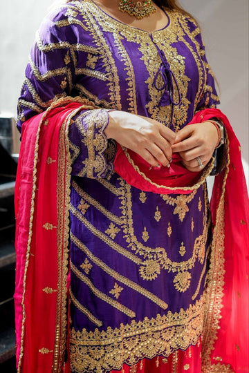 New Designer Party Top Sharara & Dupatta Set WITH Embroidery work