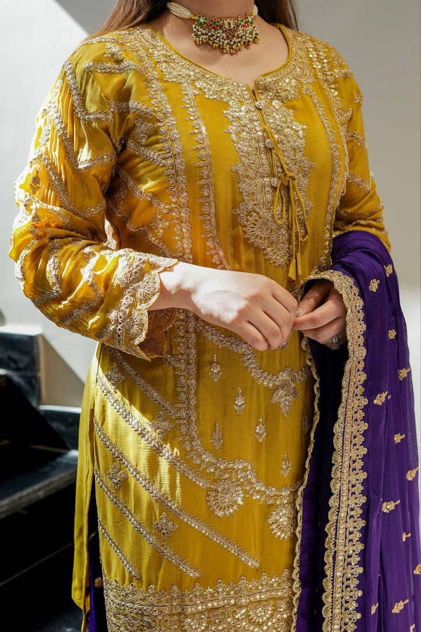 New Designer Party Top Sharara & Dupatta Set WITH Embroidery work